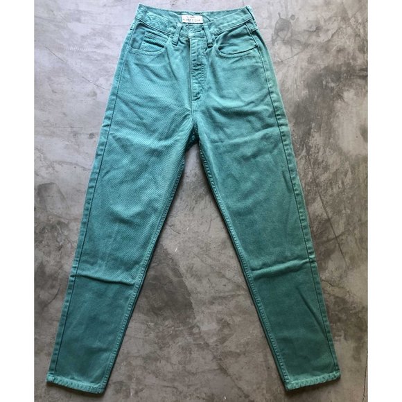 vintage 80s green GUESS JEANS high rise 28 - Picture 2 of 10